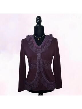 Shengnv Guo Purple Lace Top Fairycore Whimsy Size XXL